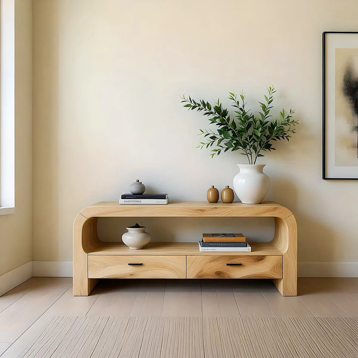Solid Wood Console Table with Storage | Modern Entryway Table