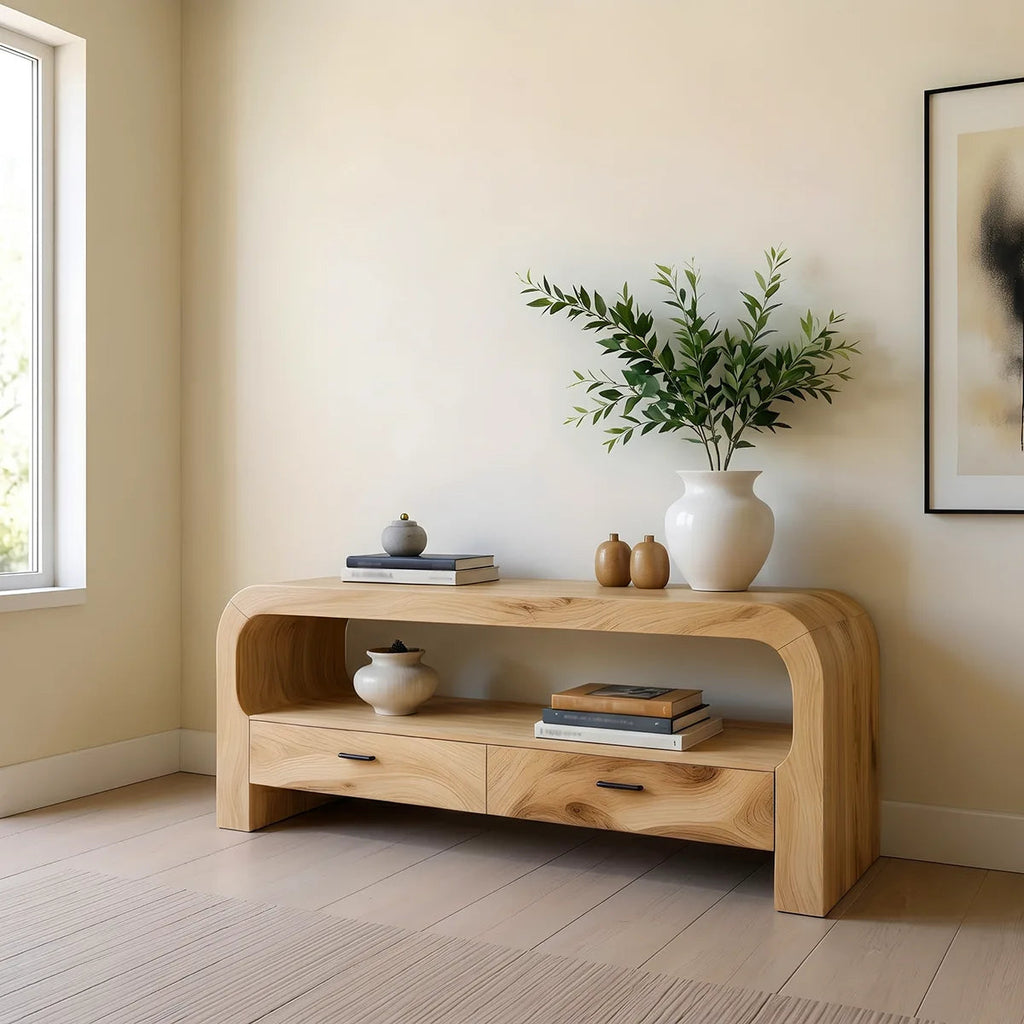 Solid Wood Console Table with Storage | Modern Entryway Table