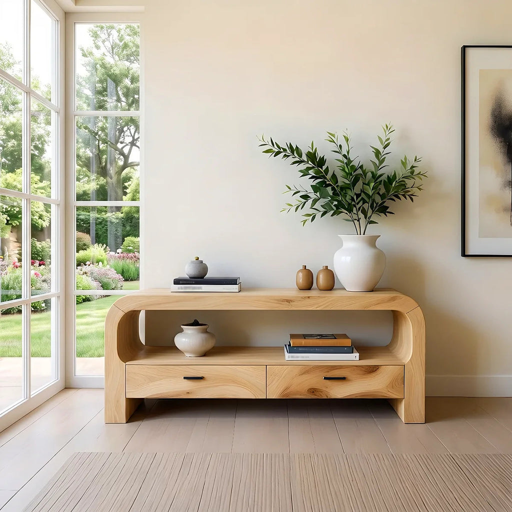 Solid Wood Console Table with Storage | Modern Entryway Table