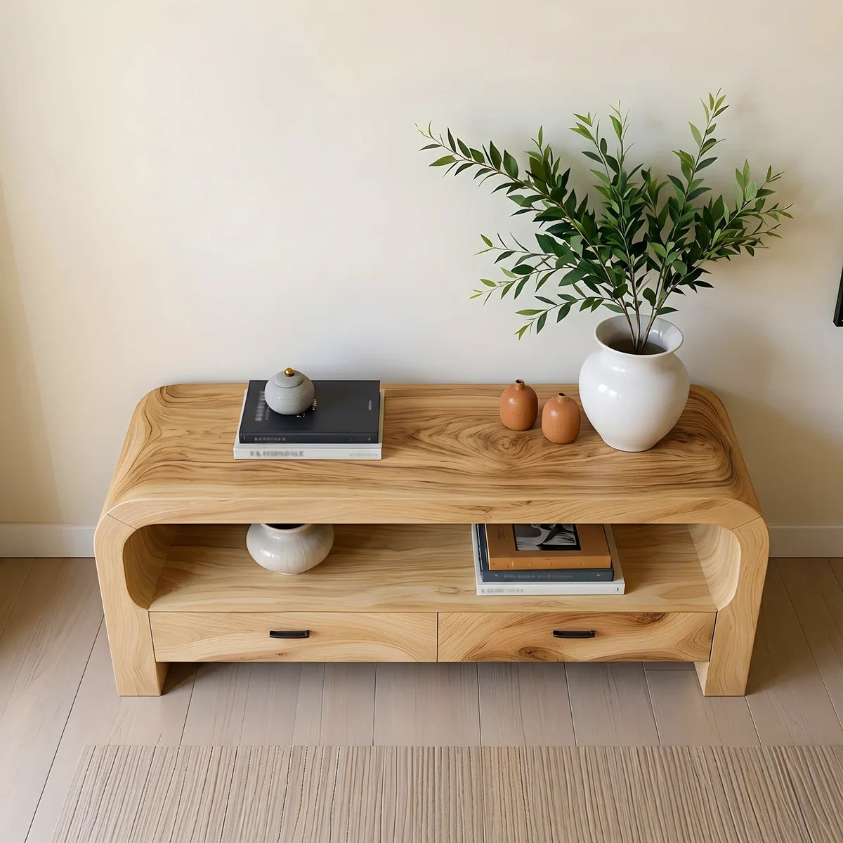Solid Wood Console Table with Storage | Modern Entryway Table