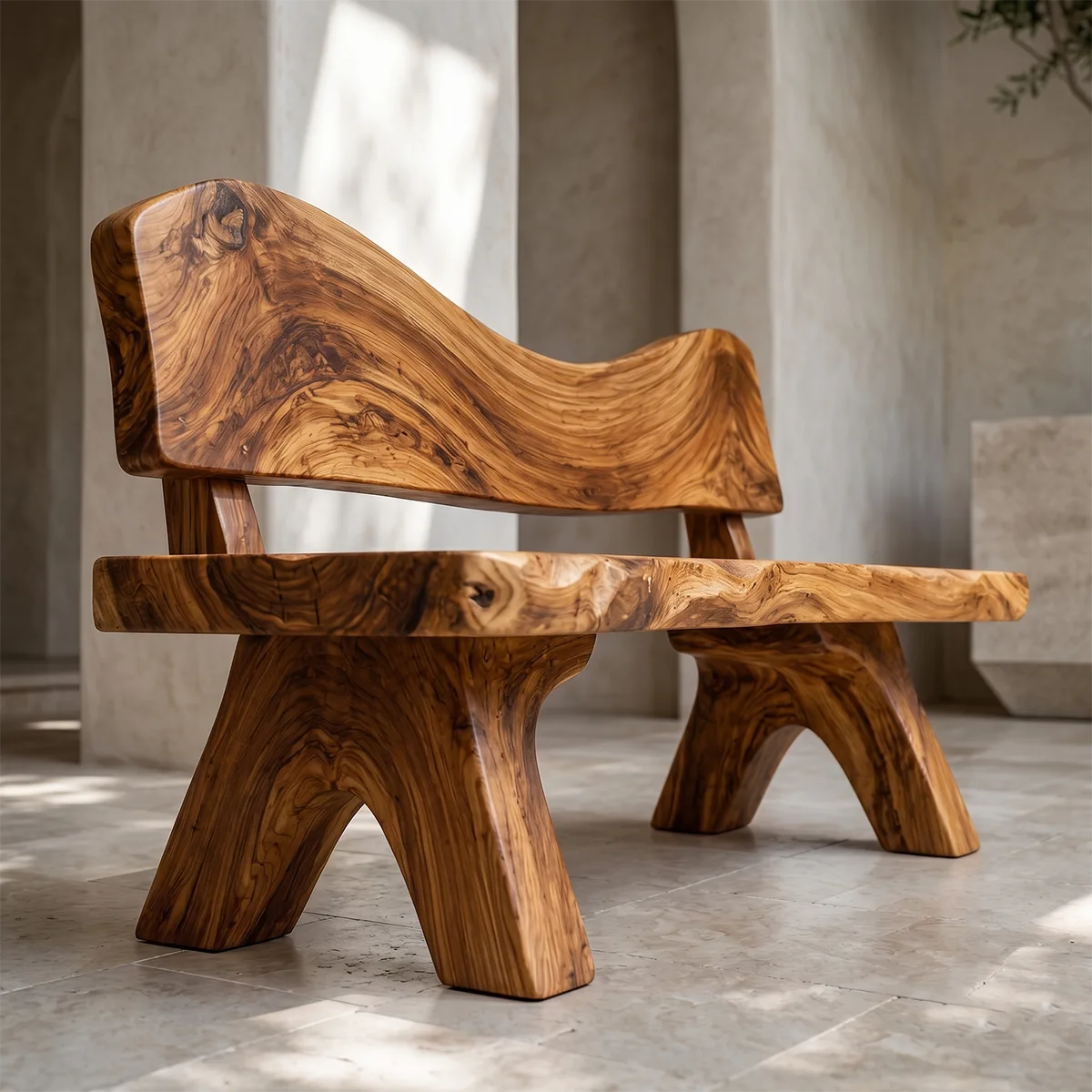 Live Edge Solid Wood Bench | Handcrafted Rustic Wooden Garden & Entryway Bench