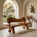 Live Edge Solid Wood Bench | Handcrafted Rustic Wooden Garden & Entryway Bench