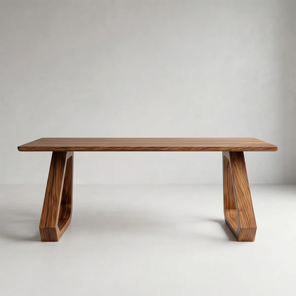 Wooden Office Table ,  Solid Wood Premium Modern Executive Desk | Geometric Contemporary Office Desk