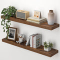 Floating Shelves for Wall , Mounted Storage Wood Shelves with Invisible Brackets Hanging Shelf for Bedroom Living Room Kitchen Office,Set of 2,Rustic Brown