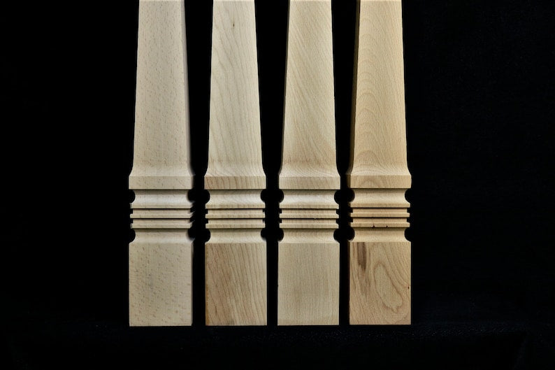 Set of 4 Farmhouse Wood Table Leg, Kitchen Island Legs, Dinner Table Legs, Bench Legs or Coffee Table Legs, Unfinished Wood