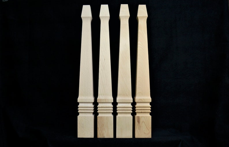 Set of 4 Farmhouse Wood Table Leg, Kitchen Island Legs, Dinner Table Legs, Bench Legs or Coffee Table Legs, Unfinished Wood