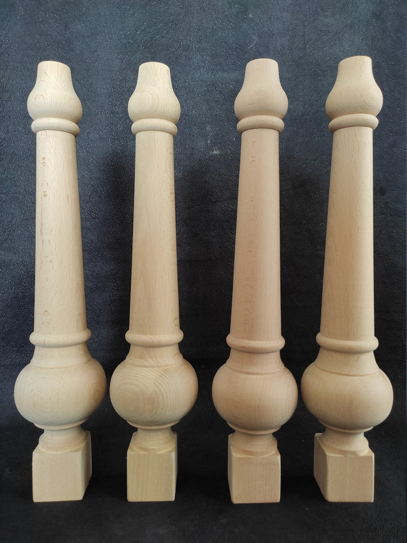 Set of 4 Farmhouse Wood Table Legs , Wooden Table Legs , Luxury Premium Wooden Legs