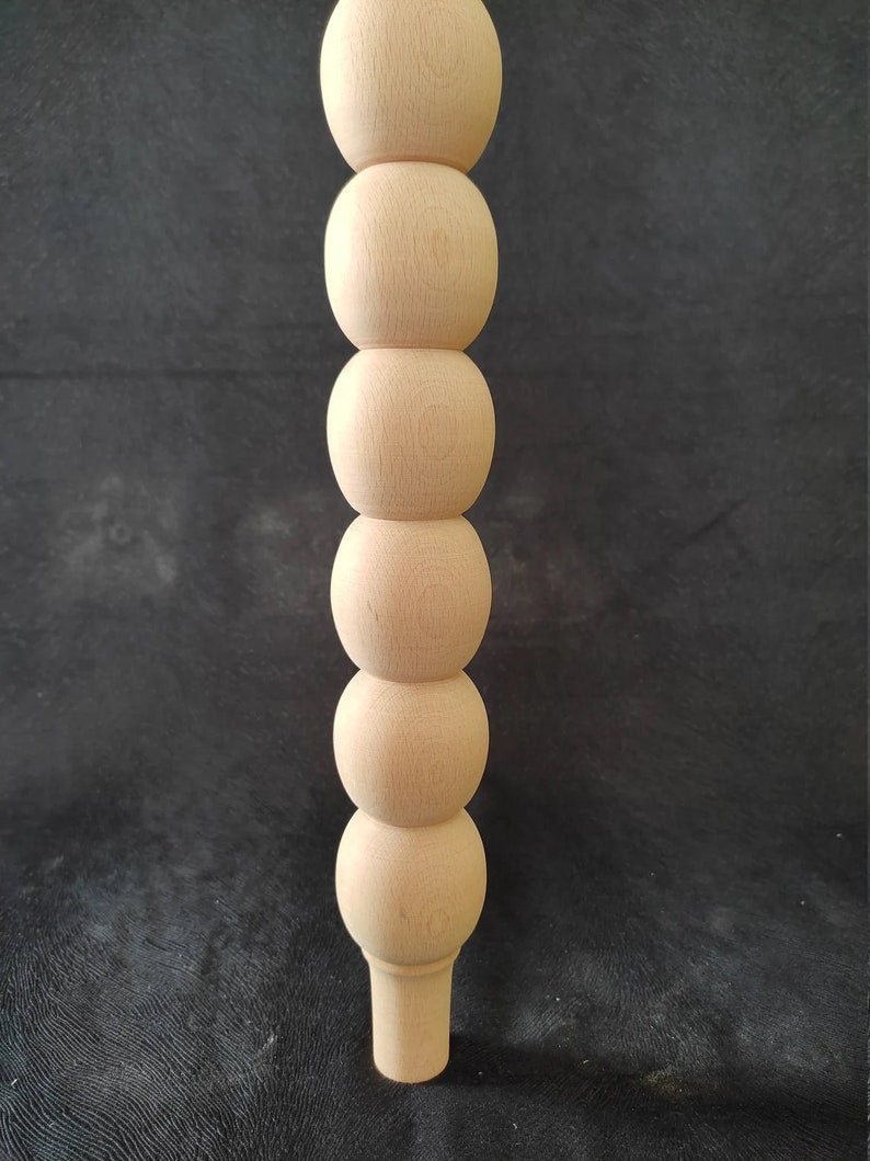 Set of 4 Round Modern Bead Wooden Table Legs, Farmhouse Furniture Leg, Cottage Dining Table Leg, Unfinished Wooden Table Leg, Turned Leg