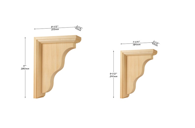 Pair of Traditional Wood Shelf Brackets, Counter Corbels,  11 Inch, Wooden Corbel, Wooden Brackets