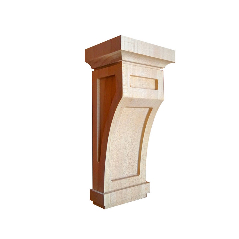 Wood Carved Recessed Mission Corbels, Available in 10 Inch, pair of 2