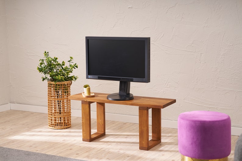 Handcrafted Solid Wood TV Stand: Modern Minimalist Media Console
