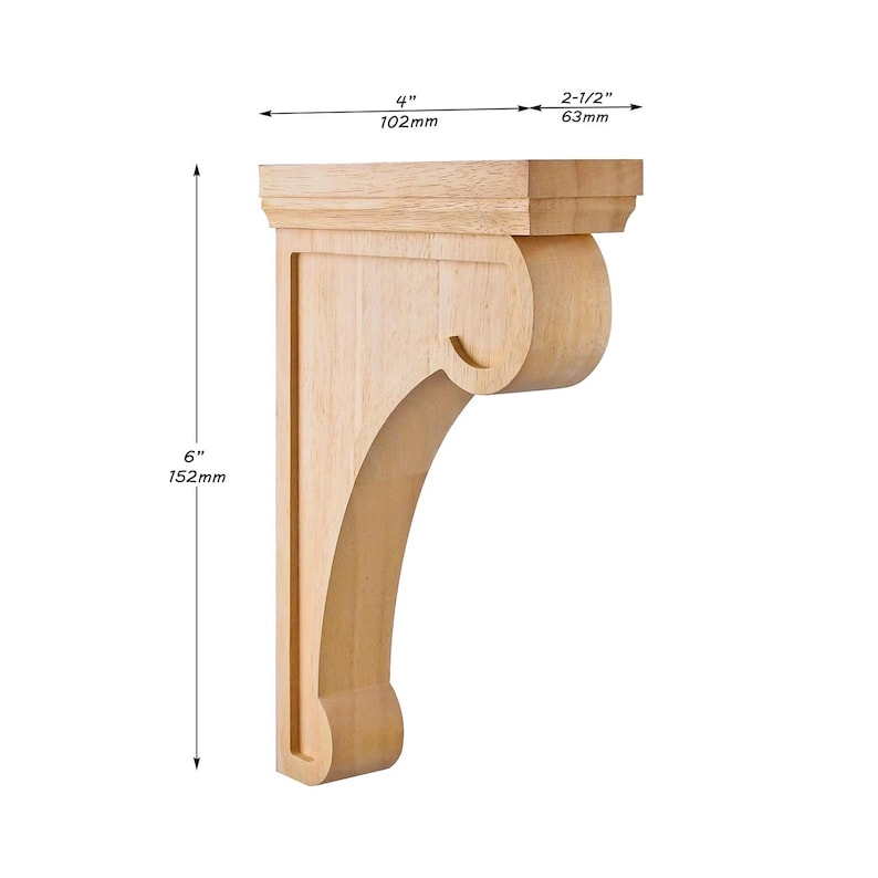 PAIR of Wood Carved Shelf Bracket, Counter top Corbel, Wooden Brackets - 10 Inch
