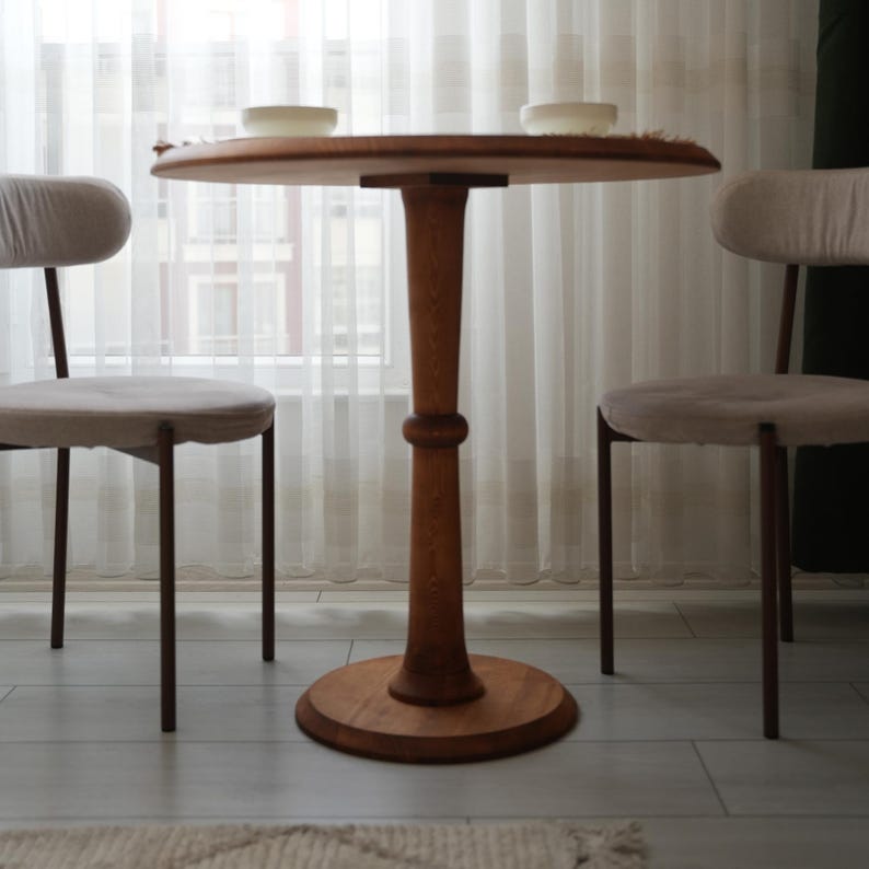 Royal Handcrafted Cafe Table Handmade Solid Wood Round Dining Table, Modern Kitchen Bistro Table