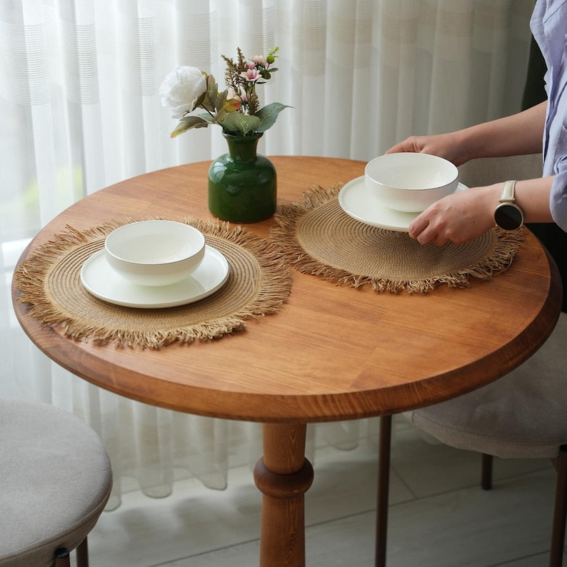 Royal Handcrafted Cafe Table Handmade Solid Wood Round Dining Table, Modern Kitchen Bistro Table