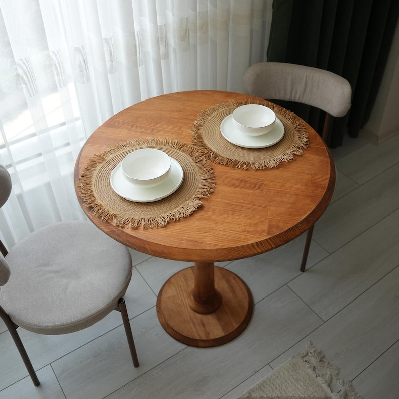 Royal Handcrafted Cafe Table Handmade Solid Wood Round Dining Table, Modern Kitchen Bistro Table