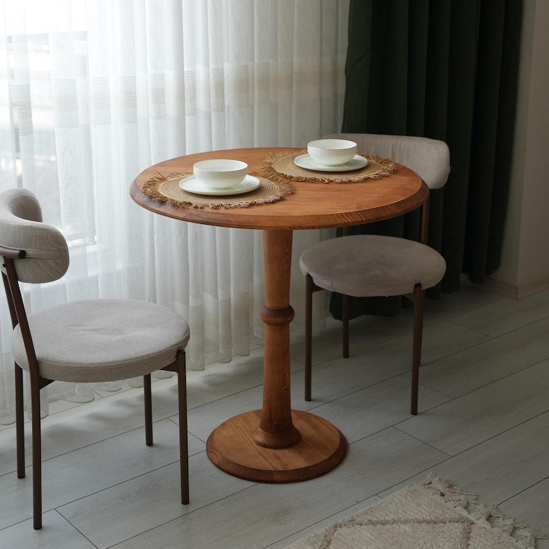 Royal Handcrafted Cafe Table Handmade Solid Wood Round Dining Table, Modern Kitchen Bistro Table