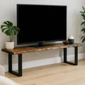 Luxury Live Edge TV Stand, Handmade Solid Wood Media Console, Rustic Metal Leg Entertainment Unit - 6 Feet
