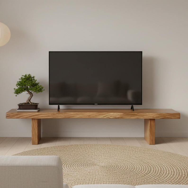 Live Edge TV Stand, Handmade Rustic Media Console, Natural Solid Entertainment Unit - 5 Feet