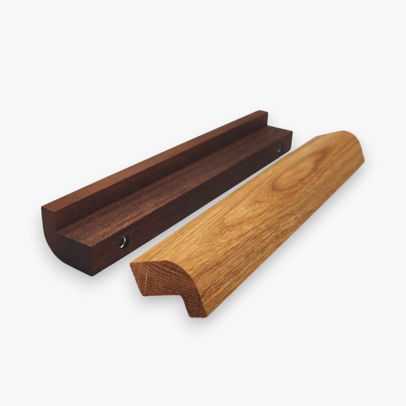 Teak wood Cabinet Handles: Solid Wood Kitchen Hatch Pulls, Pair of 2