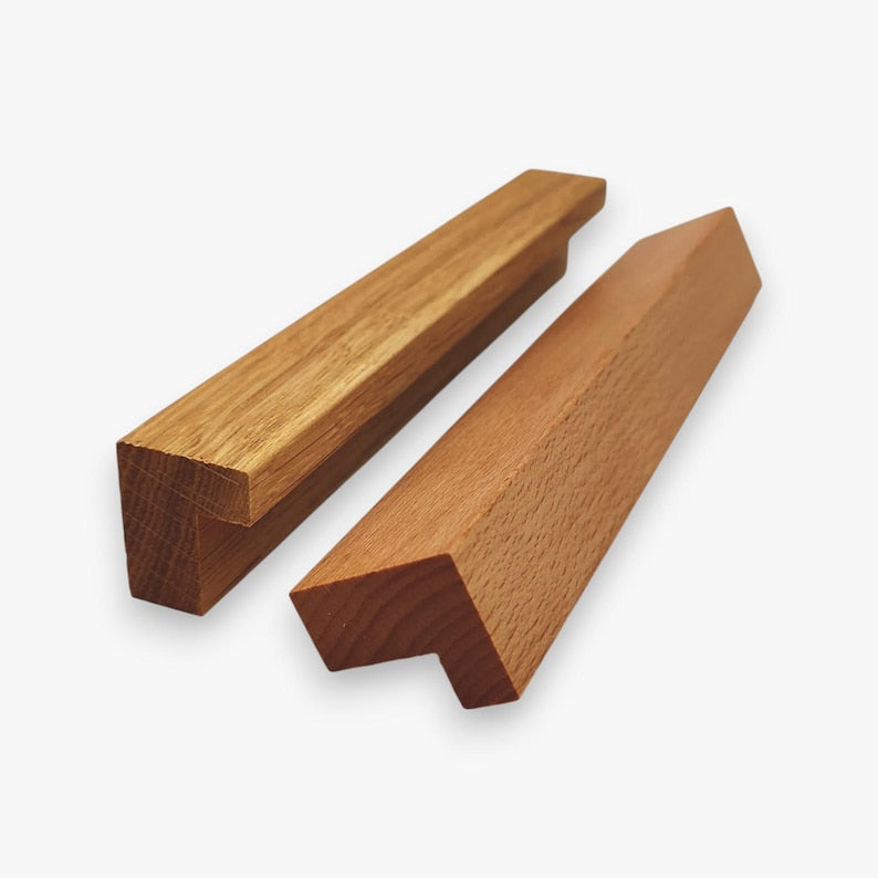 Teak wood Cabinet Handles: Solid Wood Kitchen Hatch Pulls, Pair of 2