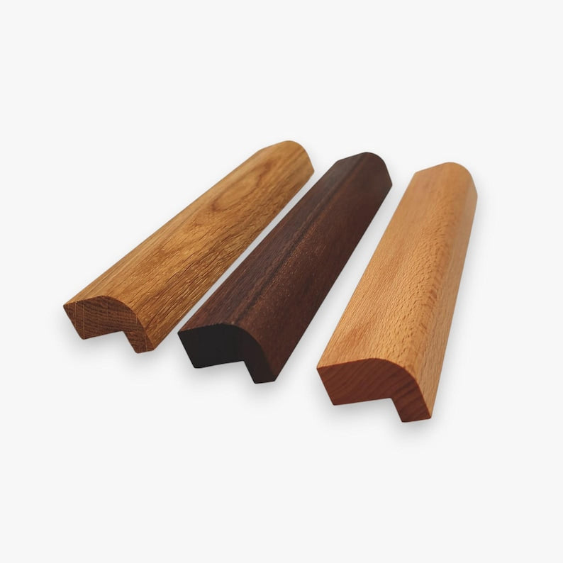 Teak wood Cabinet Handles: Solid Wood Kitchen Hatch Pulls, Pair of 2