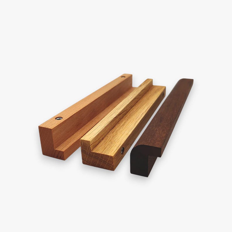 Teak wood Cabinet Handles: Solid Wood Kitchen Hatch Pulls, Pair of 2