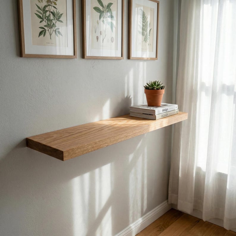 Royal Floating Light Shade Rustic Wall Shelf – Handmade & Timeless, Custom Size Wooden Shelf - 3 Feet