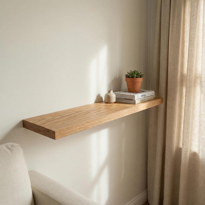 Royal Floating Light Shade Rustic Wall Shelf – Handmade & Timeless, Custom Size Wooden Shelf - 3 Feet