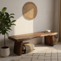 Luxury Live Edge Solid Wood Bench for Entryway – Handcrafted Rustic Seating, Solid Wood Hallway Bench
