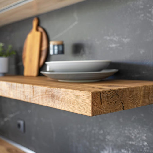 Floating wall shelf, solid oak | straight edge | invisible bracket | handcrafted | oiled or natural