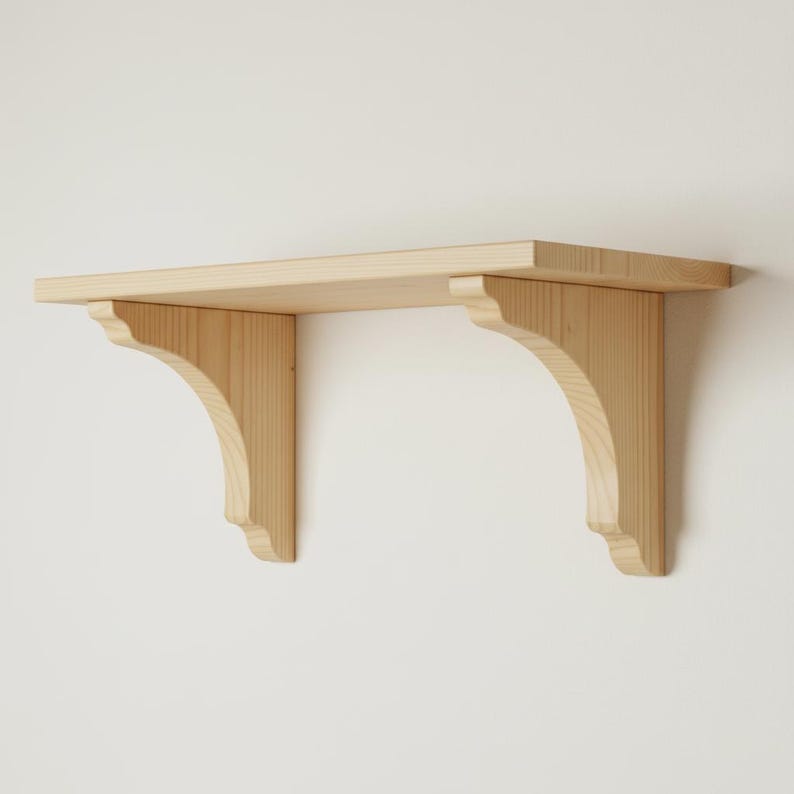 Luxury Wooden Shelf with Wooden Bracket Shelf with Corbel, Profiled Wooden Shelf bracket - Decorative bracket