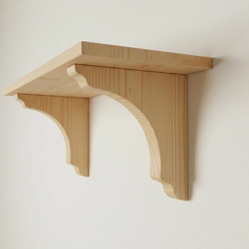 Luxury Wooden Shelf with Wooden Bracket Shelf with Corbel, Profiled Wooden Shelf bracket - Decorative bracket