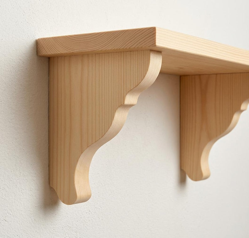 Luxury Wooden Floating Shelf with Brackets - 2 Feet