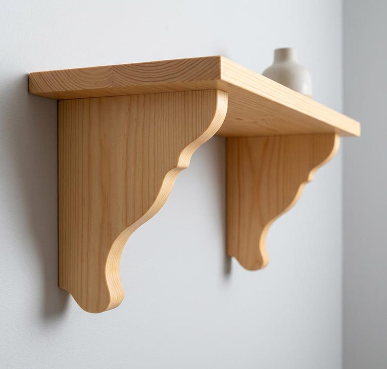 Luxury Wooden Floating Shelf with Brackets - 2 Feet
