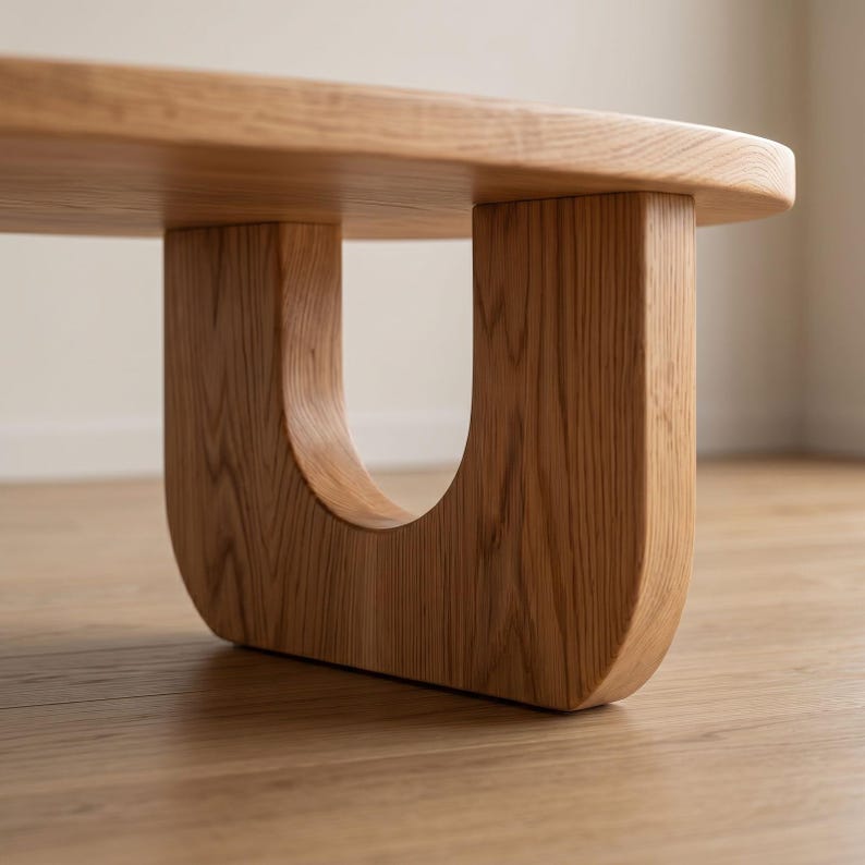 Premium Handmade Luxury Coffee Table - Modern Oval Wooden Table - Japandi Minimal Living Room Table - Solid Wood Sculptural Center Table – Custom Size
