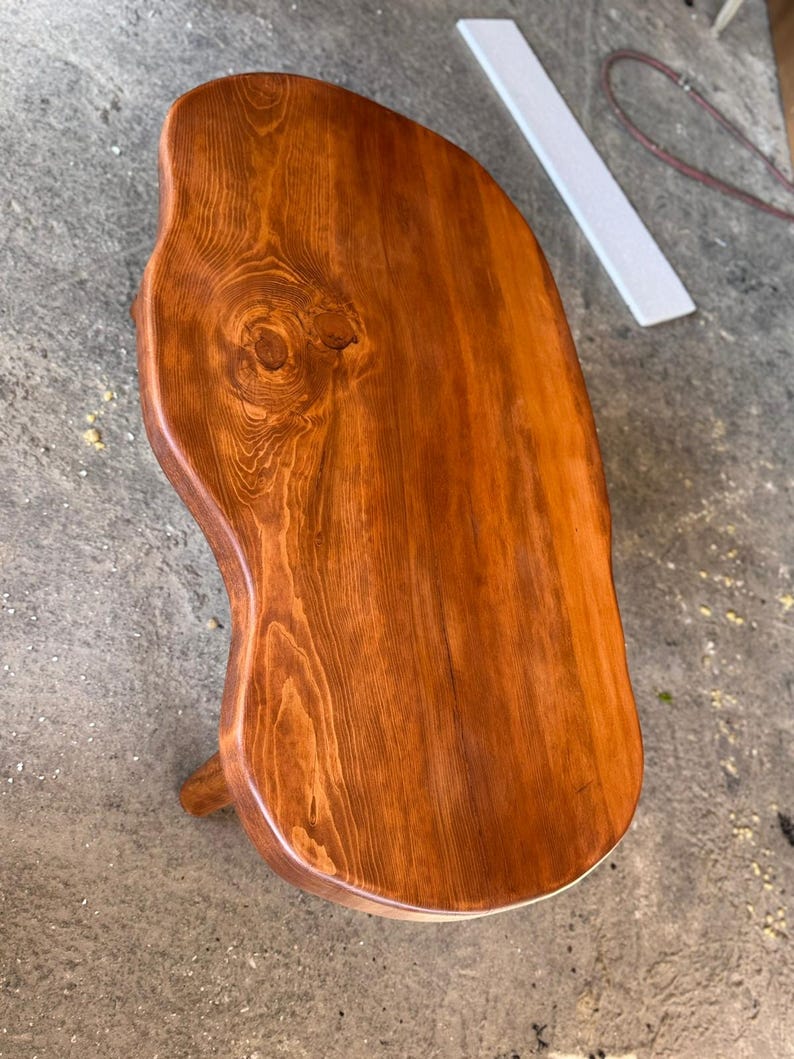 Organic Shape Solid Wood Coffee Table, Handmade Modern Coffee Table for Living Room