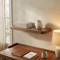 Premium Solid Wood Floating Shelf, Scandinavian Modern Wall Shelf, Minimal Rounded Wood Shelf - 2.5 Feet