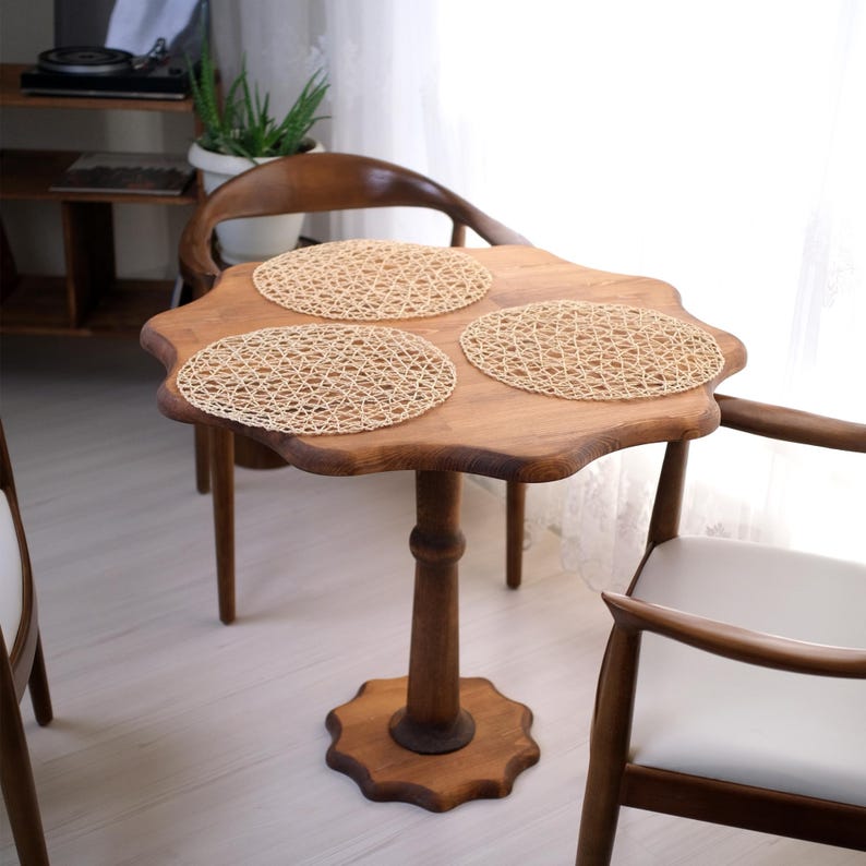 Premium Handcrafted Scalloped Pedestal Bistro Table | Solid Wood Round Kitchen Accent Table