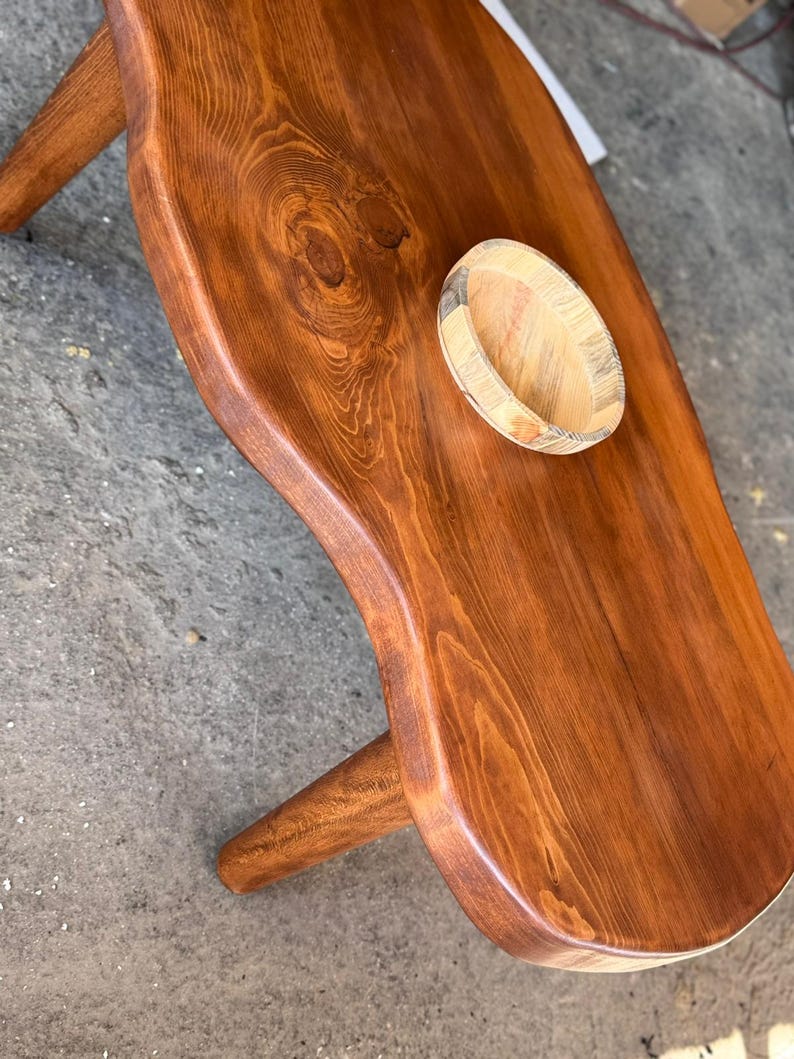 Organic Shape Solid Wood Coffee Table, Handmade Modern Coffee Table for Living Room