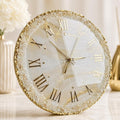 Large White Resin Wall Clock, Luxury Geode Clock, Gold Roman Numeral Clock, Handmade Marble Wall Decor, Silent Quartz Clock, Gift for Mom