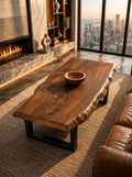 Live Edge Solid wood Coffee Table, Solid Wood Living Room Furniture, Rustic Modern Decor