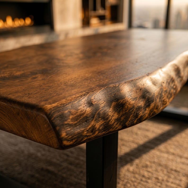 Live Edge Solid wood Coffee Table, Solid Wood Living Room Furniture, Rustic Modern Decor