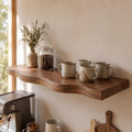Luxury Wavy Edge Floating Shelf, Handmade Wood Wall Decor - 3 Feet