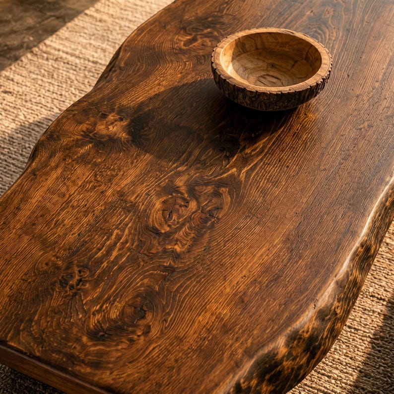 Live Edge Solid wood Coffee Table, Solid Wood Living Room Furniture, Rustic Modern Decor