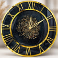 Luxury Black Resin Wall Clock, Handmade Epoxy Clock, Gold Roman Numerals, Silent Quartz Mechanism, Modern Home Decor, Housewarming Gift