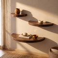 Luxury Floating Shelfs, Half Circle Floating Shelf Set, Wooden Wall Decor, Set of 3