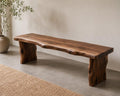 Solid Walnut Live Edge Bench | Rustic Handmade Wooden Entryway Dining Furniture