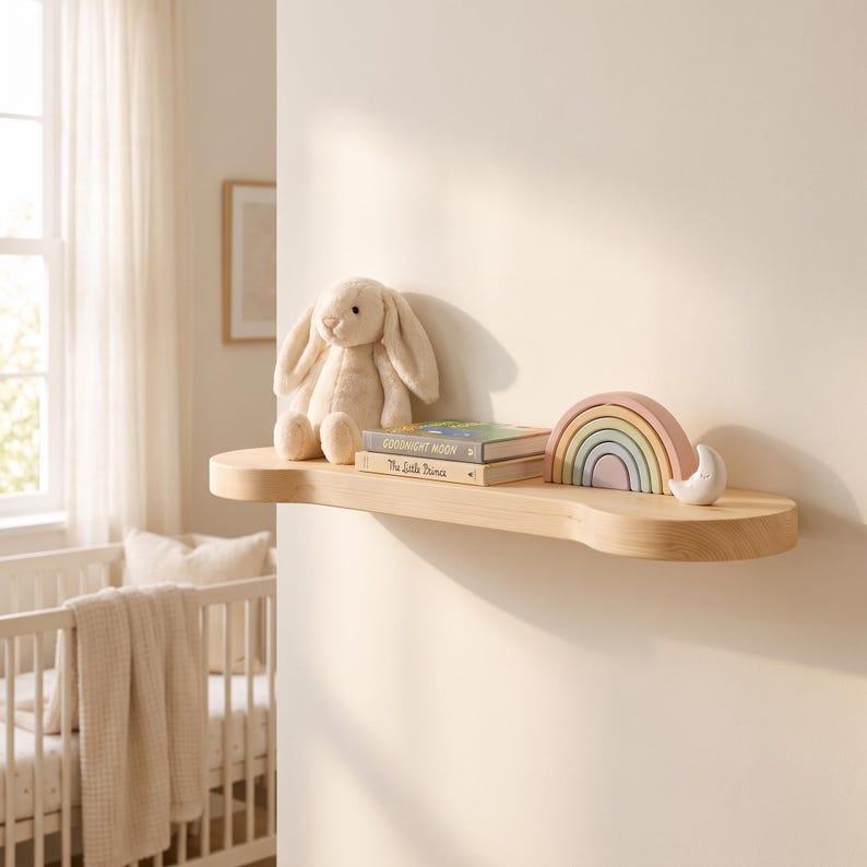 Luxury Rounded Corners Pine Wood Wood Floating Shelf, Organic Rounded Wall Shelf - 2.5 Feet