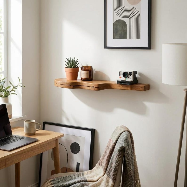 Luxury Premium Floating Shelf Guitar Shaped, Wooden  Guitar Shelf, Metal Bracket Music Room Wall Decor - 2.5 to 3 Feet