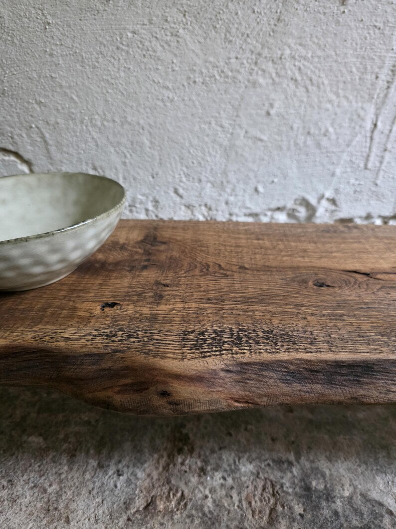 Low Console Table Decorative Wabi Sabi Bench Japanese Solid Wood Furniture Wood Slab Bench Earth Toned Display Bench Earthy Colour Interior